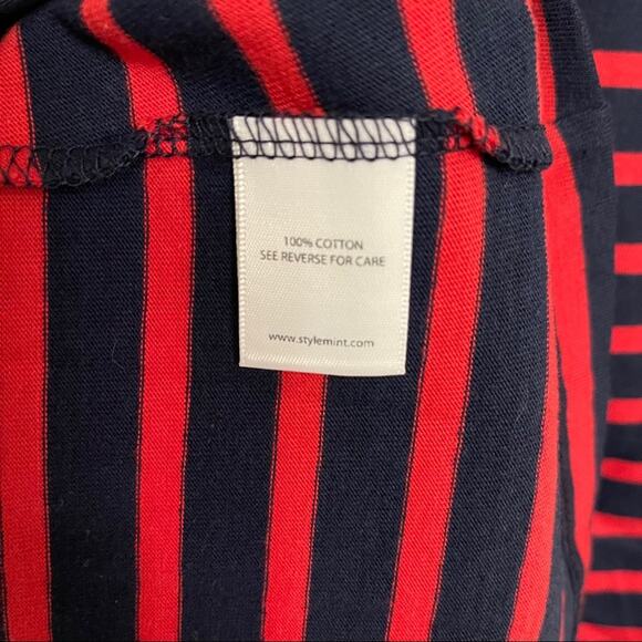 STYLEMINT Shirt Size Small Navy & Lipstick Red Stripe Dalton Nautical Preppy - Picture 7 of 8